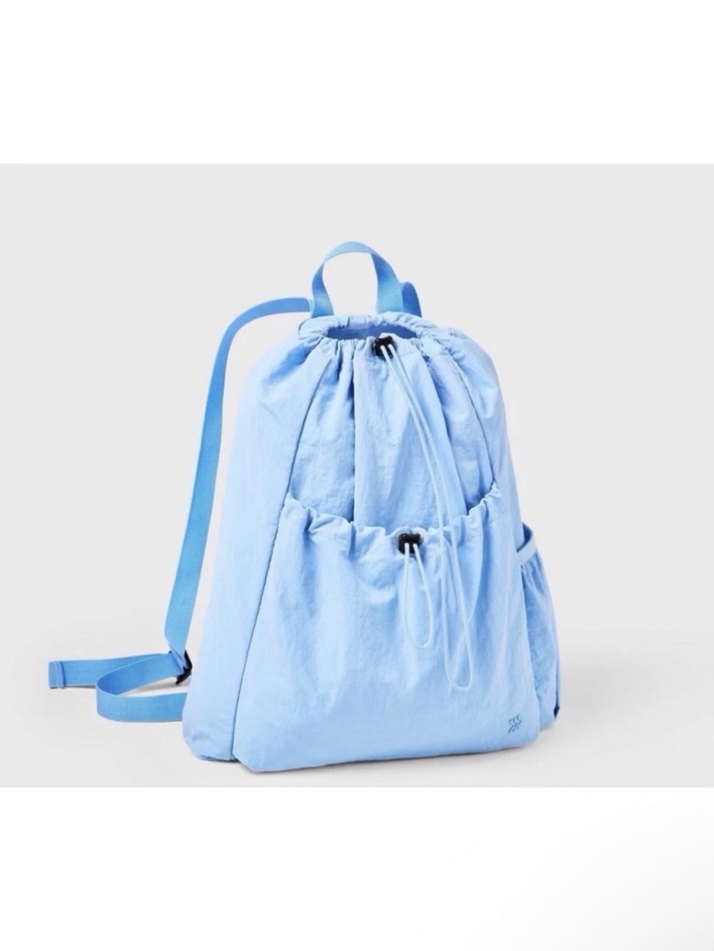 Light Blue Drawstring Everyday Backpack motion